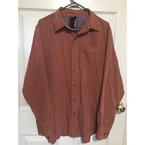 The North Face Men's Size Large L Orange Tan Plaid Long Sleeve Button Shirt
